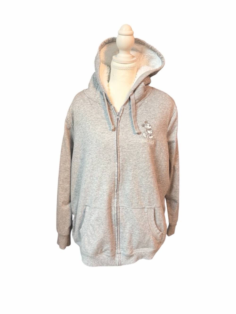 Disneyland Mickey Mouse Sherpa Lined Zip Hoodie Gray 2X NWOT